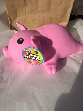 Jumbo Pink Squish Pig Plush Squeeze Toy - Kids